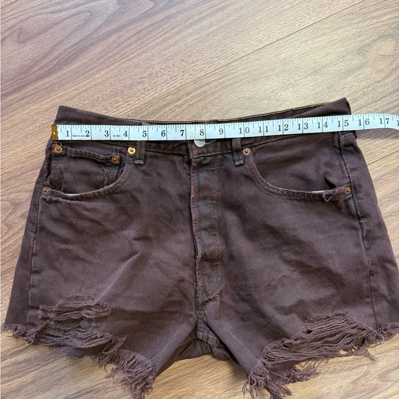 Vintage Y2K Levi's 501 Brown Distressed Jean Shorts Womens Sz 12 W32in Grunge - Picture 12 of 15